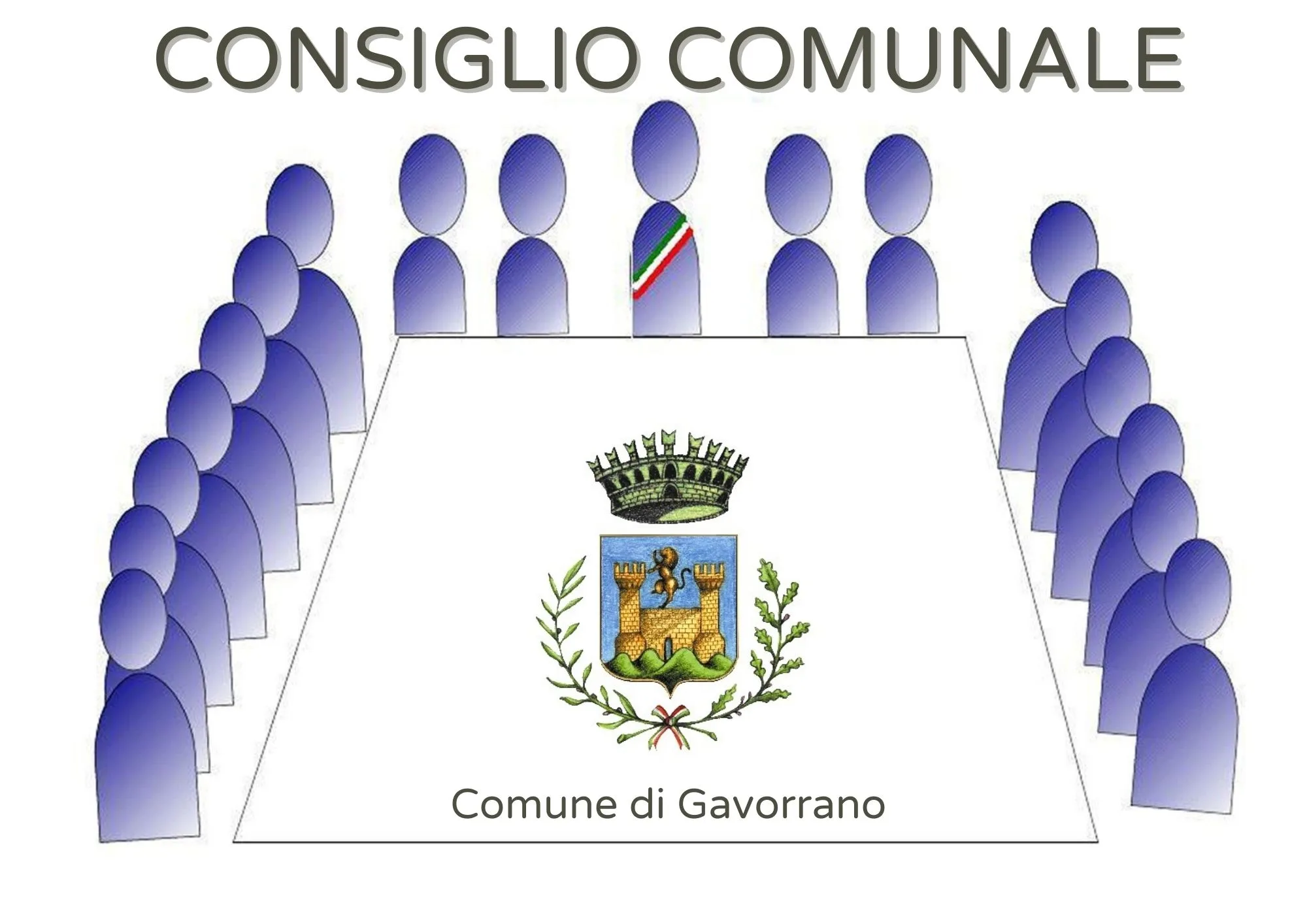 Immagine stilizzata del Consiglio Comunale, stemma del comune di Gavorrano